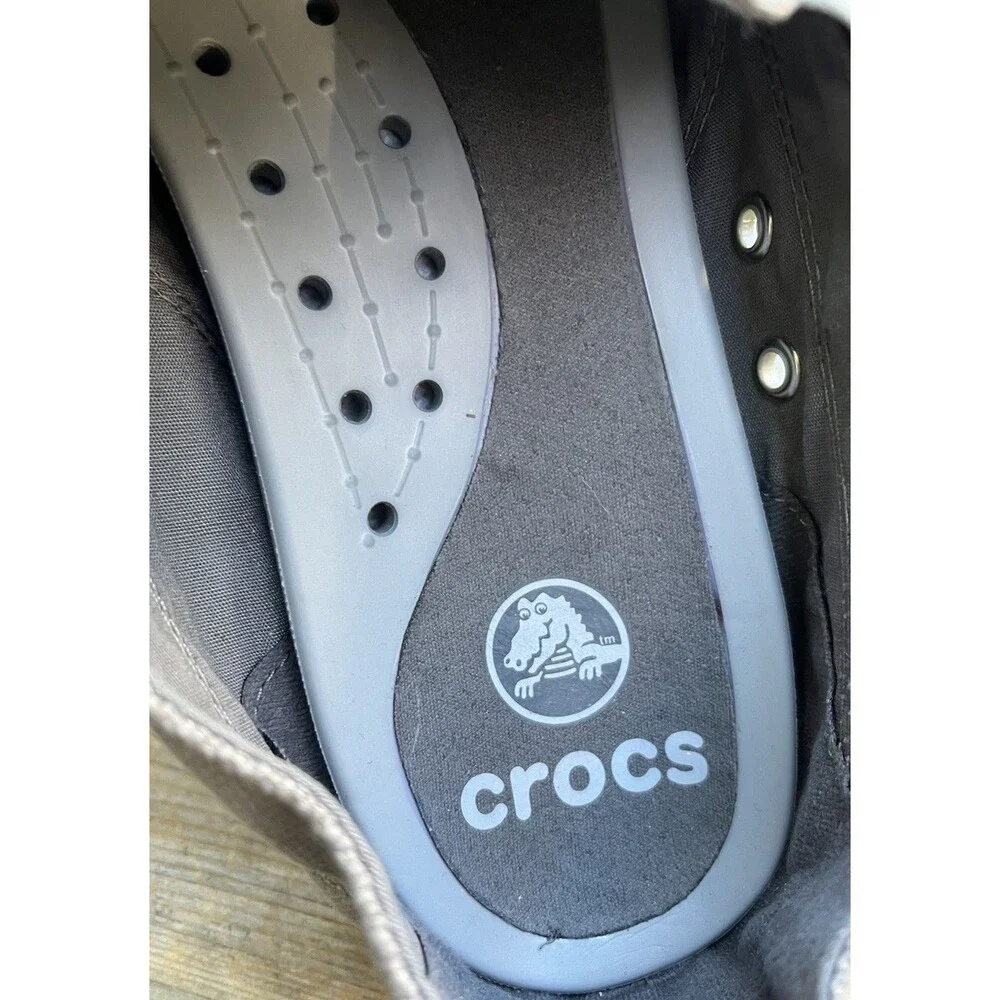 Crocs Walu Men's 13 Canvas Slip-On Loafers Casual Shoes 207635 - Gray